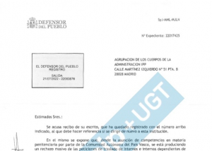 Defensor del pueblo amplia investigación denuncia ACAIP-UGT traslado internos al P. Vasco