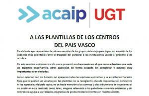 Comunicado a las plantillas de los centros pais vasco