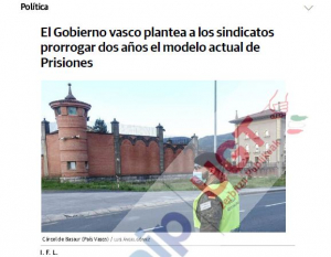 El Gobierno vasco plantea a los sindicatos prorrogar dos años el modelo actual de Prisiones