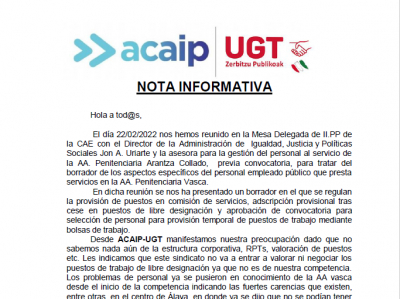 Comunicado reunión con el gobierno vasco