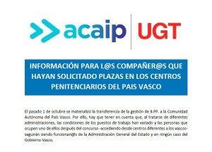 Información concurso traslados al Pais Vasco