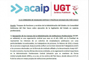 Propuesta de Acaip-Ugt sobre transferencia prisiones