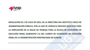 CONVOCATORIA INTERIN@S DEL CUERPO DE AYUDANTES DE EJECUCIÓN PENAL