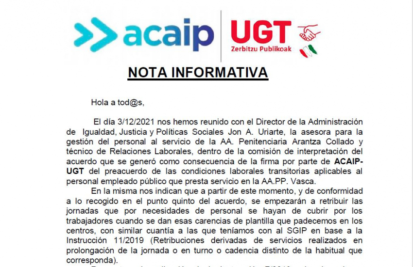 Reunión con Gobierno Vasco (3/12/21)
