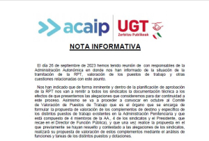 Comunicado reunión con la administración autonómica (26/09/23)
